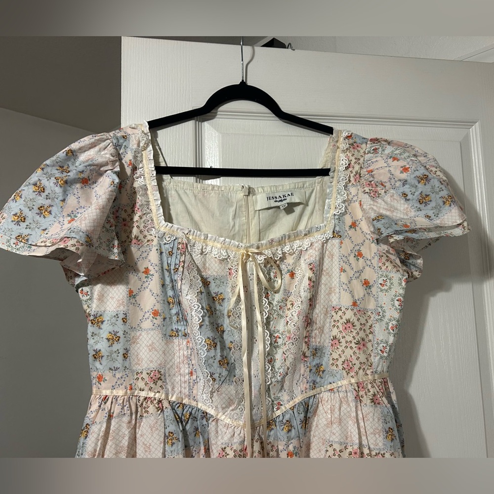 Floral Puff-Sleeve Midi Dress - White - Picture 3 of 5